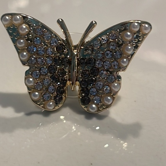 SUGARFIX By BaubleBar Butterfly Earring Inlaid Crystal Pearls Gold Tone Jewelry - Picture 1 of 6